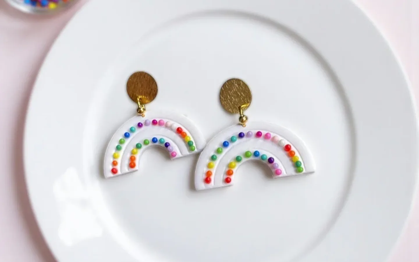 Clay Dazing handmade rainbow earrings